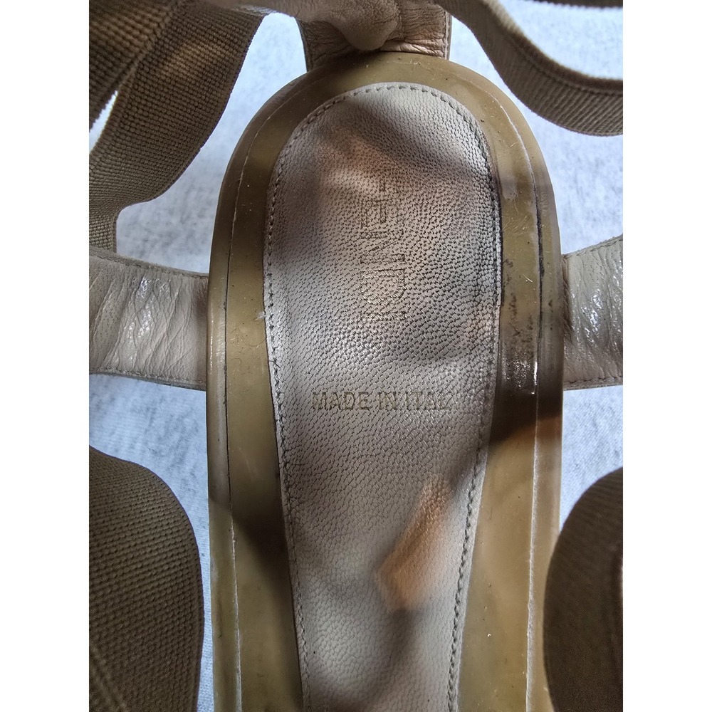 Fendi Beige Women Patent Leather Sandals Carioca Wedge  Size 40 - Picture 7 of 8